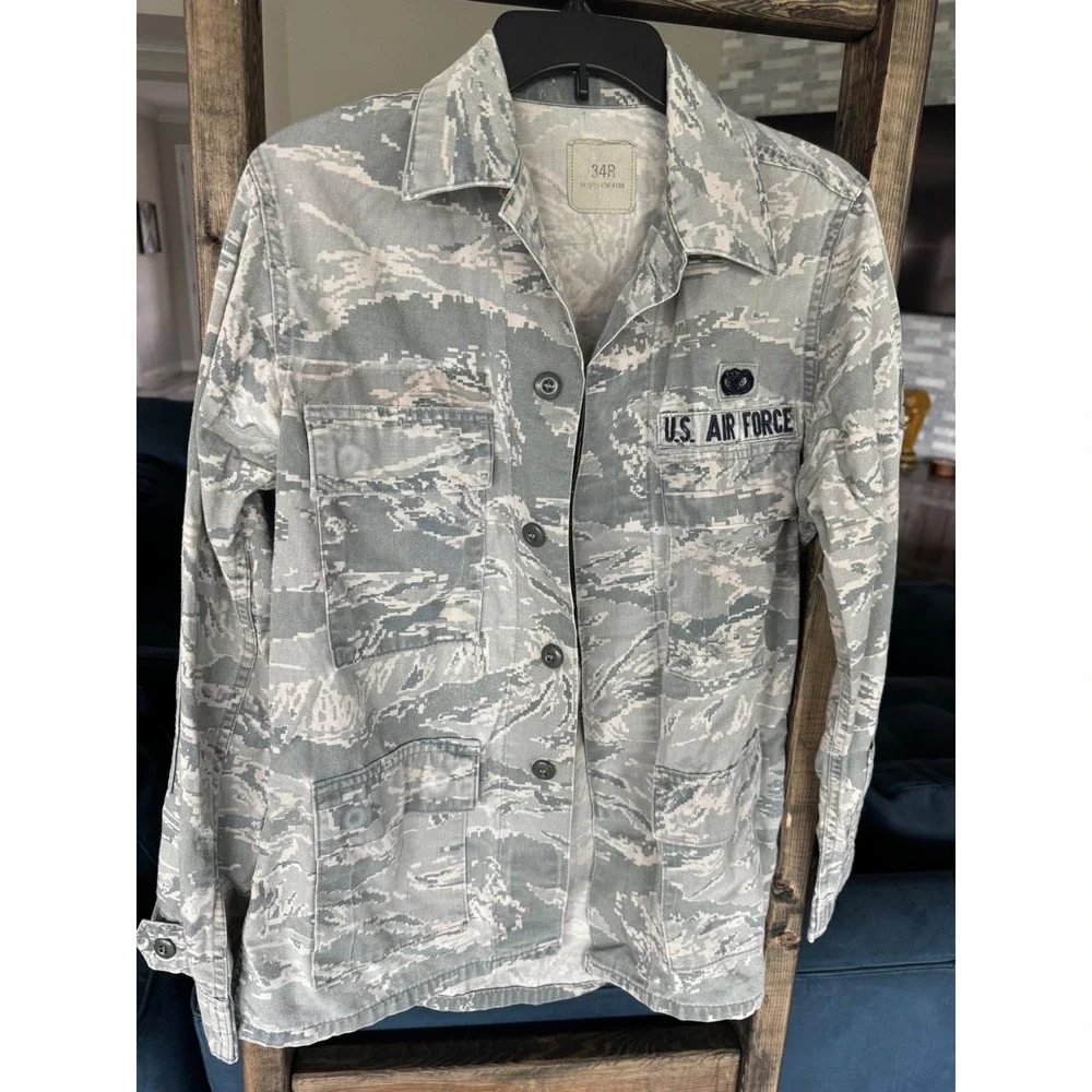 US Air Force ABU Digital Tiger Stripe Camo Field Jacket Mens 34R DSCP Military